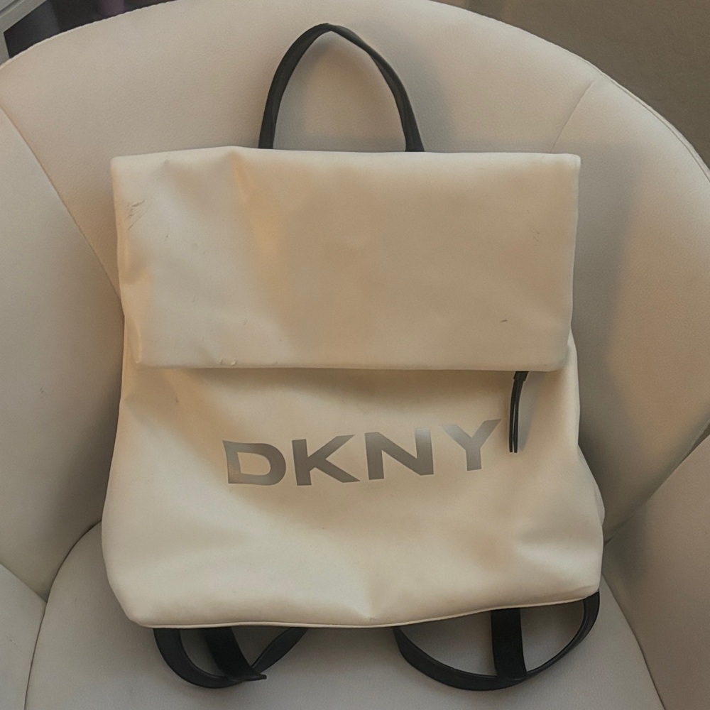 DKNY Cream Backpack with Black Accents